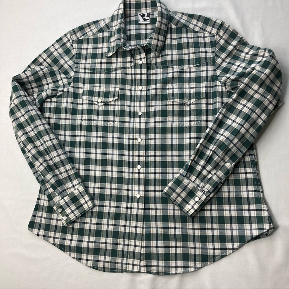 Vintage Rockies Forest Green Plaid Pearl Snap Western Shirt XL - Picture 9 of 14